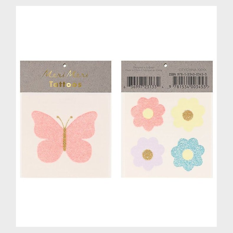 Meri Meri Tatoveringer - Small - Floral Butterfly