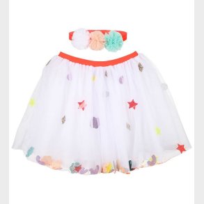 Meri Meri Udkldning - Tylskrt m. Pandebnd - Hvid m. Paillette