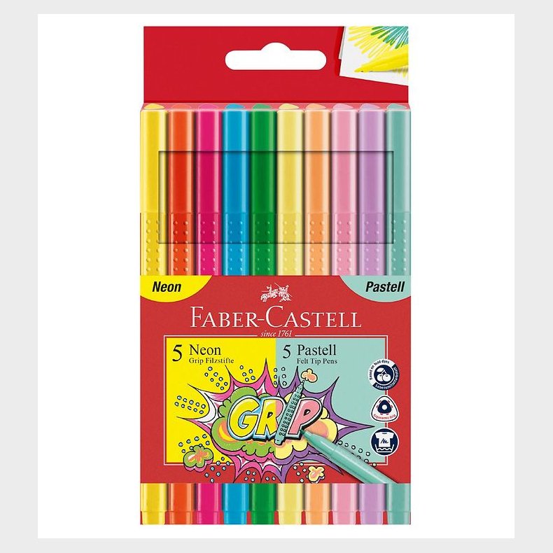 Faber-Castell Tuscher - Grip - 10 stk - Neon/Pastel