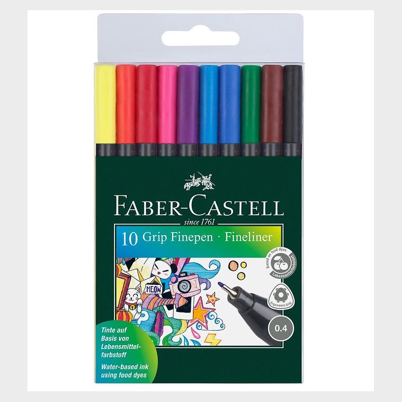 Faber-Castell Fineliner - Grip - 10 stk - Multifarvet