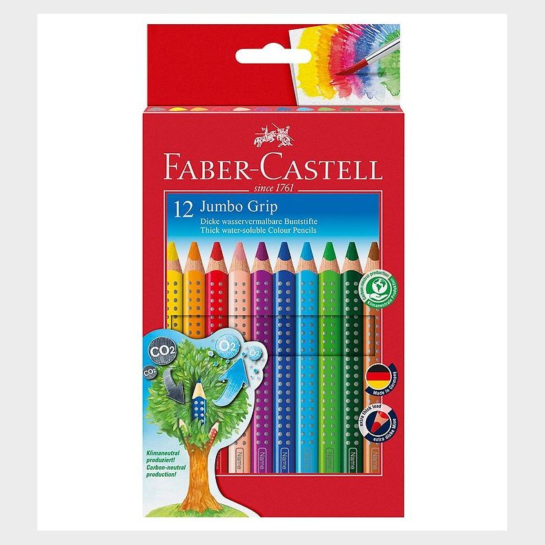 Faber-Castell Farveblyanter - Jumbo Grip - Akvarel - 12 stk - Mu