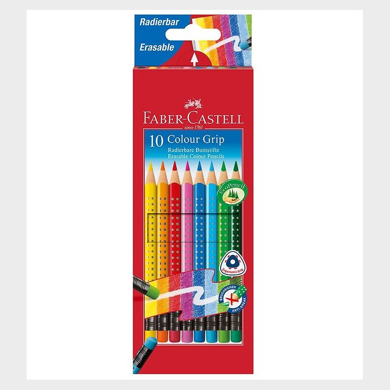 Faber-Castell Farveblyanter m. Viskelder - Grip - 10 stk - Mult