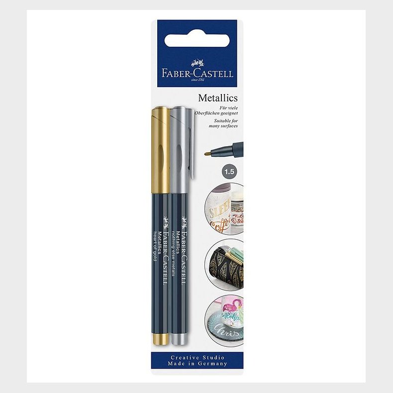 Faber-Castell Tuscher - Metallic Pen - 2 stk - Guld/Slv