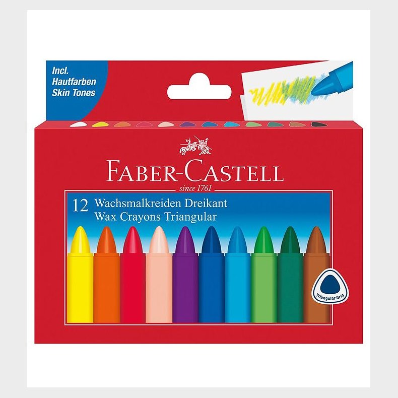 Faber-Castell Farvekridt - Trekantet - 12 stk - Multi