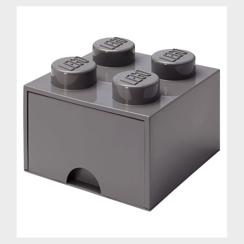 LEGO Storage Opbevaringsskuffe - 4 Knopper - 25x25x18 - Mrkegr