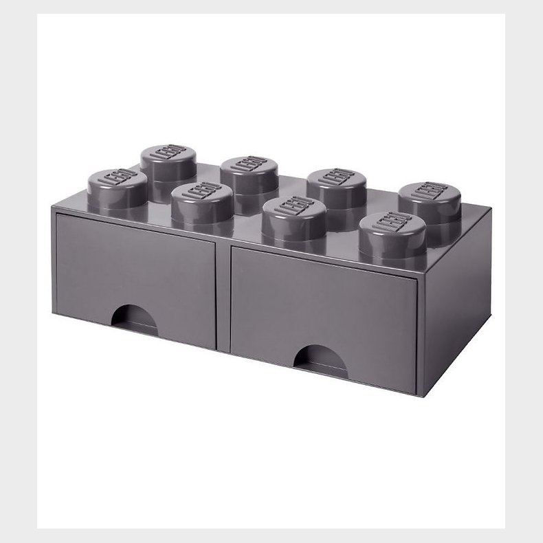 LEGO Storage Opbevaringsskuffe - 8 Knopper - 50x25x18 - Mrkegr