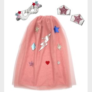 Meri Meri Udkldning - Kappe, Maske og Armbnd - Pink Superhero