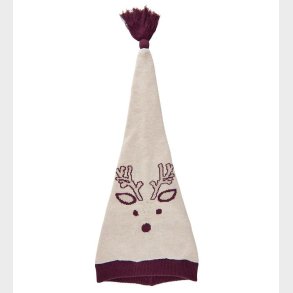 Minymo Nissehue - Strik - Pixie - Beige Melange m. Rensdyr/Kvast