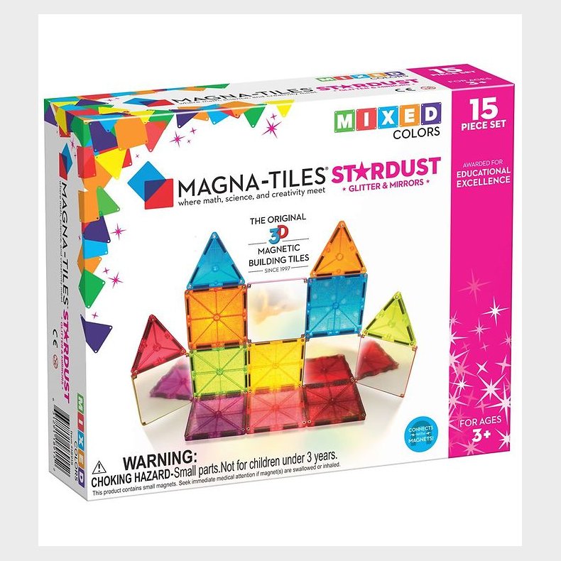 Magna-Tiles Magnetst - 15 Dele - Stardust Glitter &amp; Spejle