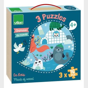 Vilac Puslespil - 3x16 Brikker - Dyr