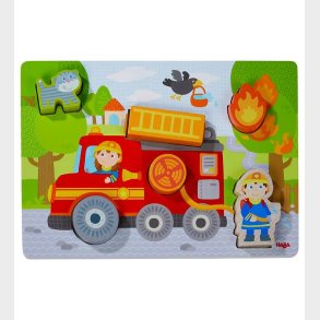 Haba Puslespil - 6 Brikker - Tr - Brandbil