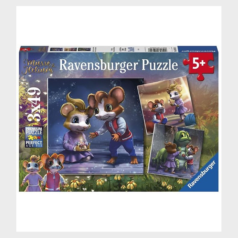 Ravensburger Puslespil - 3x49 Brikker - Musse &amp; Helium