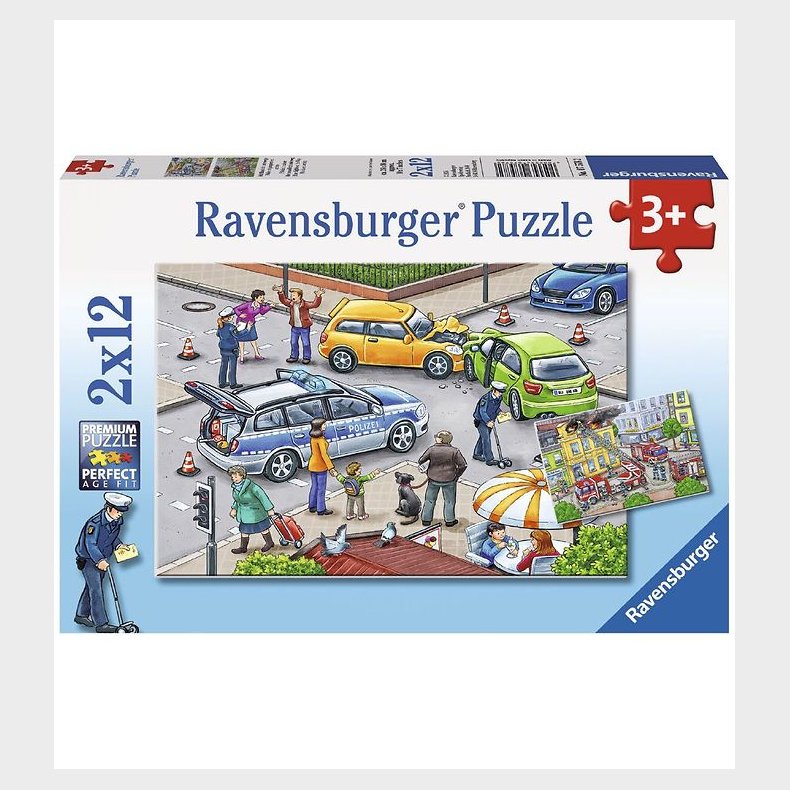 Ravensburger Puslespil - 2x12 Brikker - Blue Lights On The Way