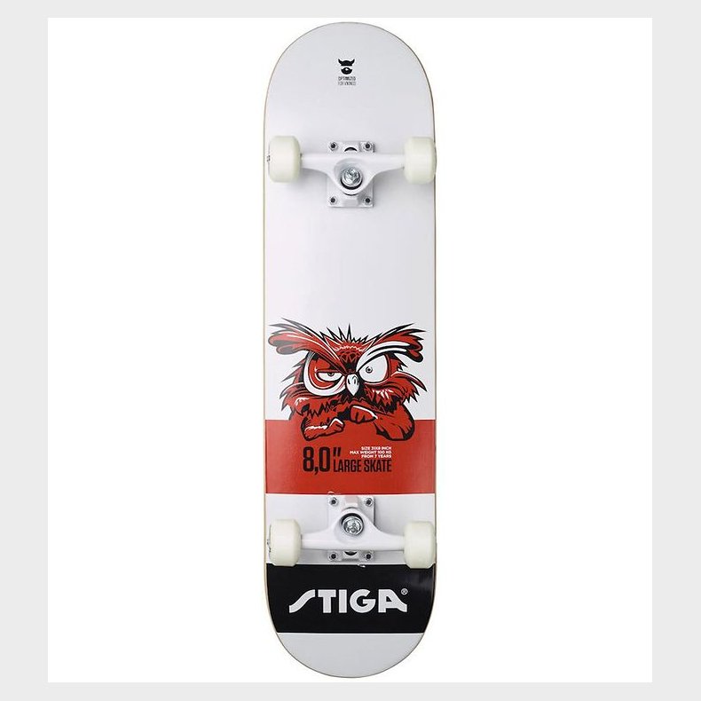 Stiga Skateboard - 8.0 - Hvid m. Ugle