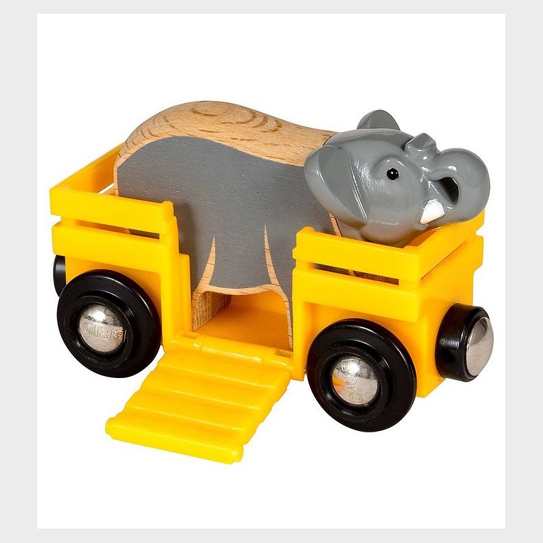 BRIO World Vogn m. Elefant - Gul 33969