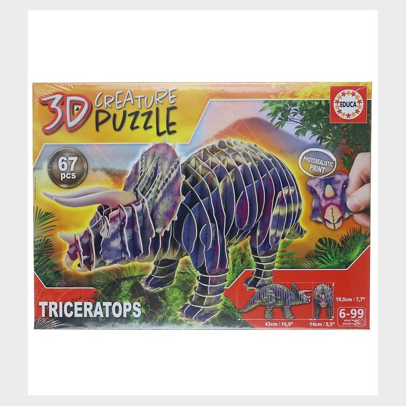 Educa 3D-Puslespil - Triceratops - 67 Brikker