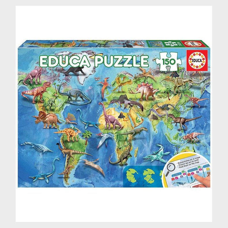 Educa Puslespil - 150 Brikker - Dinosaurs World Map