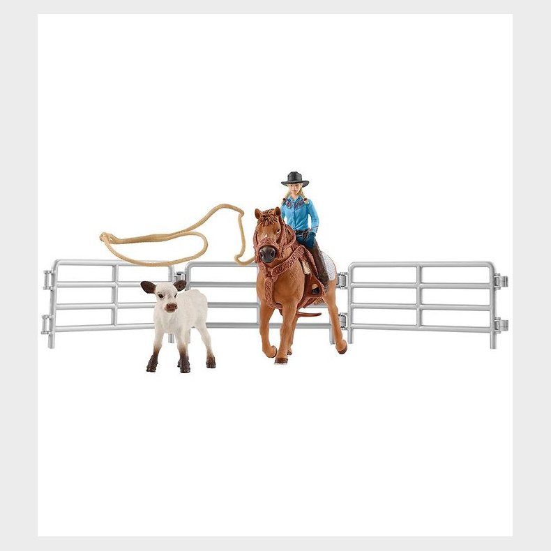 Schleich Farm World - Cowgirl Team Roping Fun