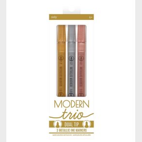 Ooly Dobbeltsidet Tuscher - 3 Stk - Modern Trio Dual Tip Metalli