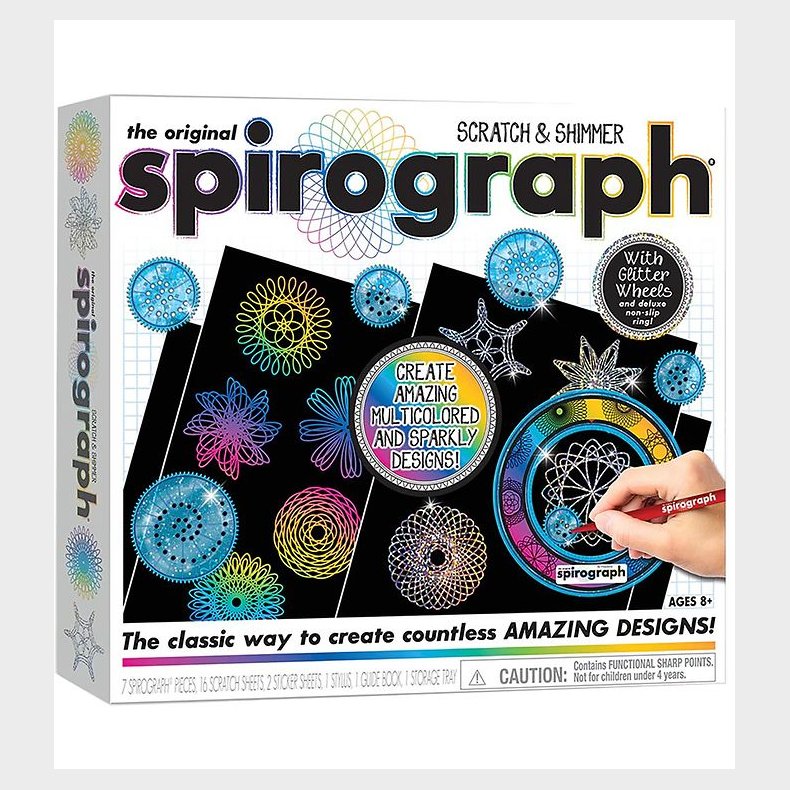 Spirograph Tegnest - 28 Dele - Scratch &amp; Shimmer