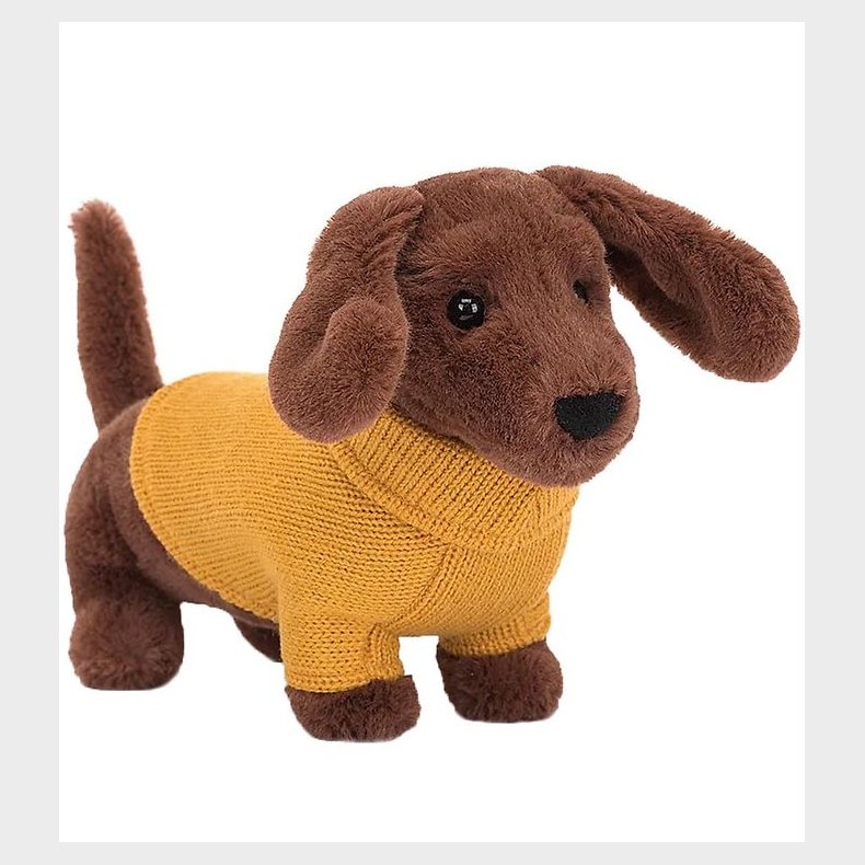 Jellycat Bamse - 24 cm - Sweater Sausage Dog Yellow