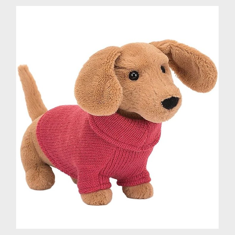 Jellycat Bamse - 24 cm - Sweater Sausage Dog Pink