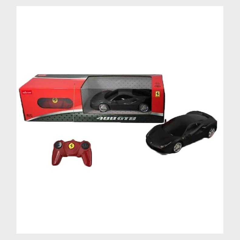 Rastar Fjernstyret Bil - 1:24 Ferrari 488 Gtb - Mat Sort