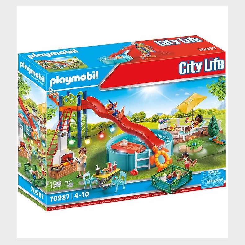 Playmobil City Life - Poolparty Med Rutsjebane - 70987 - 159 Del