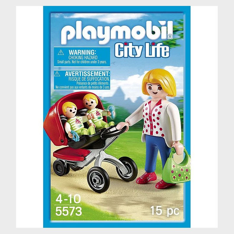 Playmobil City Life - Mor Med Tvillingeklapvogn - 5573 - 15 Dele