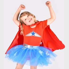 Den Goda Fen Udkldning - Superheltekjole m. Kappe - Rd/Sort