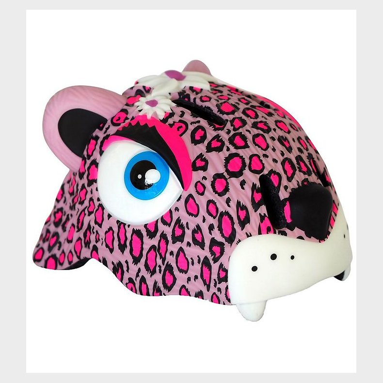 Crazy Safety Cykelhjelm m. Lys - Leopard - Pink