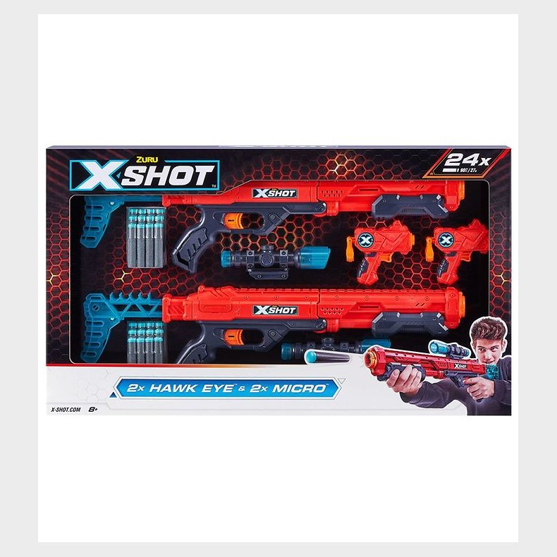 X-SHOT Skumgevrer - 2-pak - Excel - Hawk Eye/Micro