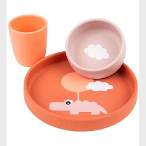 Done By Deer Spisest - Silikone - 3 dele - Happy Clouds - Papay