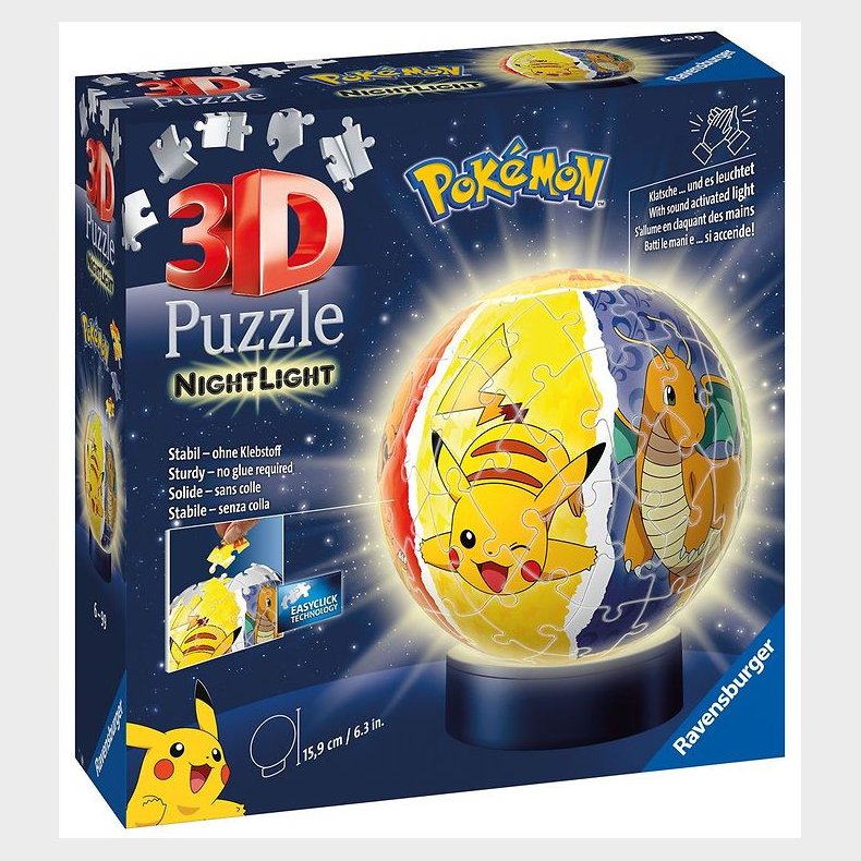 Ravensburger 3D Puslespil/Lampe - 74 Brikker - Pok&eacute;mon Night Lig