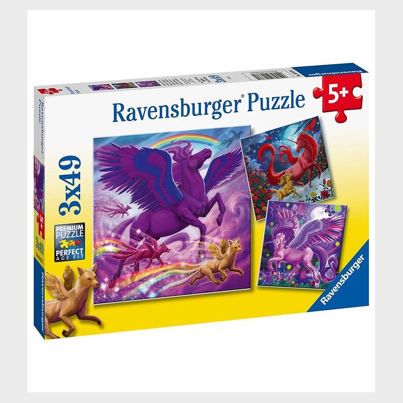 Ravensburger Puslespil - 3x49 Brikker - Mythical Majesty