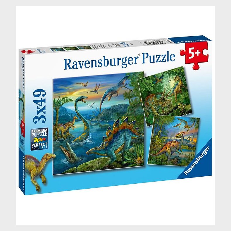 Ravensburger Puslespil - 3x49 Brikker - Dinosaur Facinaiton