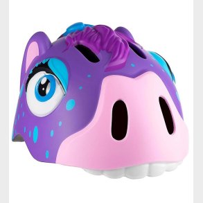 Crazy Safety Cykelhjelm m. Lys - Hest - Lilla