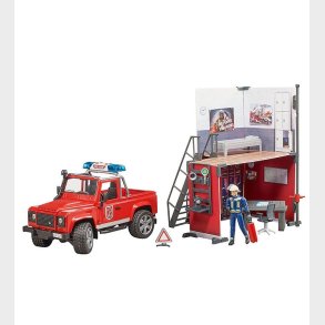 Bruder Legest - bworld - Brandstation m. Land Rover Defender og