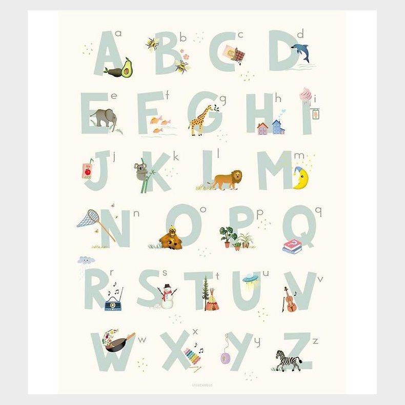 Vissevasse Plakat - 50x70 - Alphabet Blue English