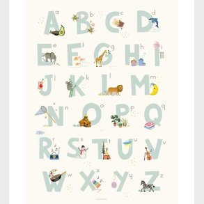 Vissevasse Plakat - 30x40 - Alphabet Blue English