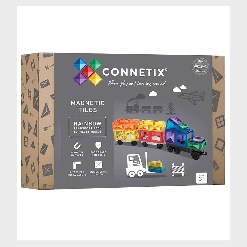 Connetix Magnetst - Transport - 50 Dele - Rainbow