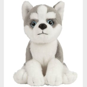 Living Nature Bamse - 17x7 cm - Husky Hundehvalp - Gr/Hvid