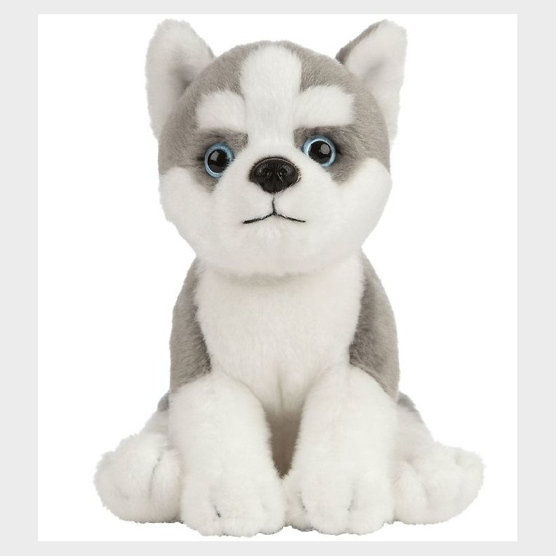 Living Nature Bamse - 17x7 cm - Husky Hundehvalp - Gr/Hvid
