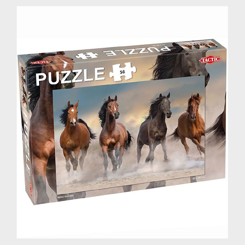 TACTIC Puslespil - Wild Horses - 56 Brikker
