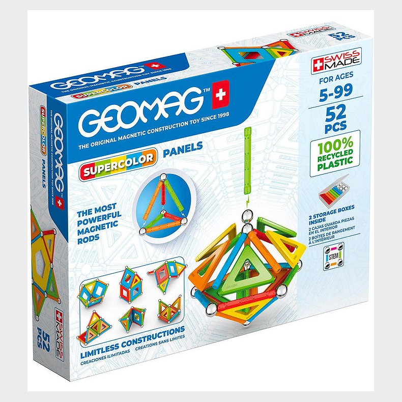 Geomag Magnetst - Supercolor Panels Recycled - 52 Dele