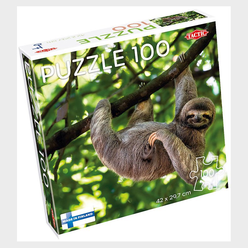 TACTIC Puslespil - Sloth Haning on Tree - 100 Brikker
