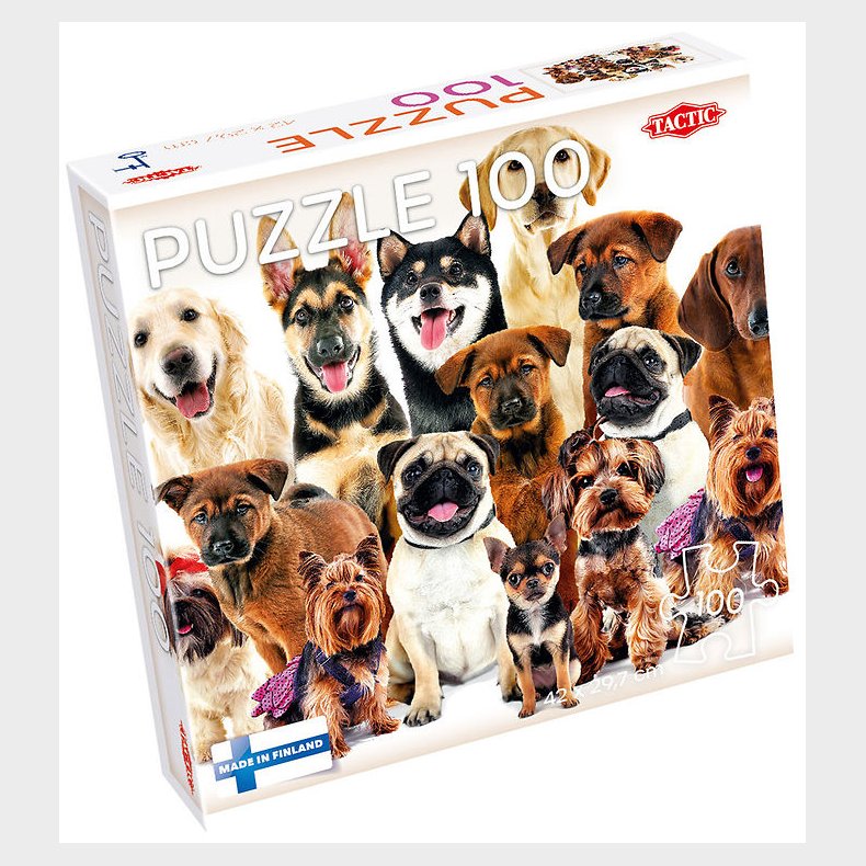 TACTIC Puslespil - Group of Cute Dogs - 100 Brikker