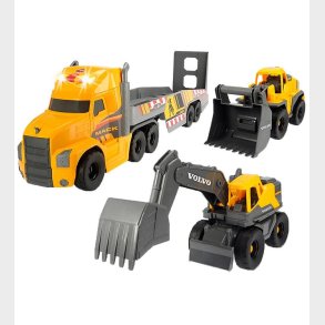 Dickie Toys Lastbil m. Arbejdsbiler - Mack/Volvo Heavy Loader Tr
