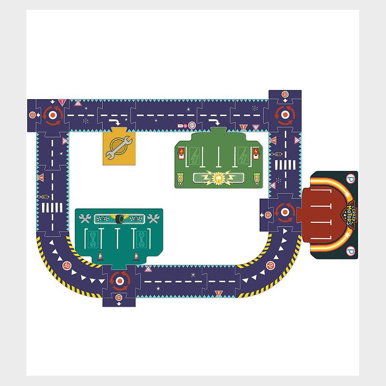Djeco Vejpuslespil - 24 Brikker - Crazy Motors