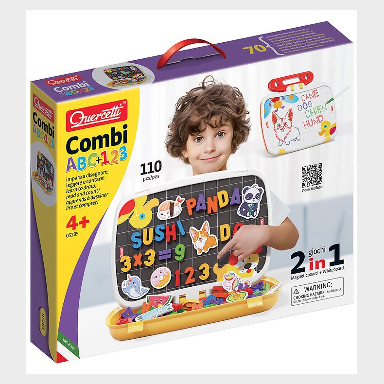 Quercetti Magnetisk Tavle - ABC+123 - 110 Dele - 5285